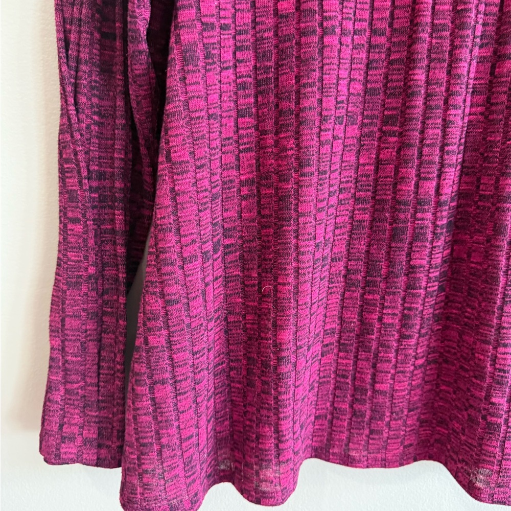 Chenault Red Ribbed Tie Front Long Sleeve Blouse - Picture 2 of 7